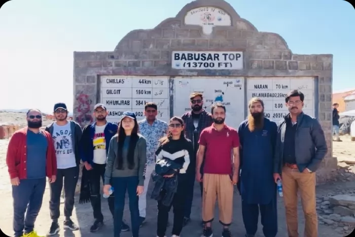 The team at the Babusar Top marker, 13,700 feet