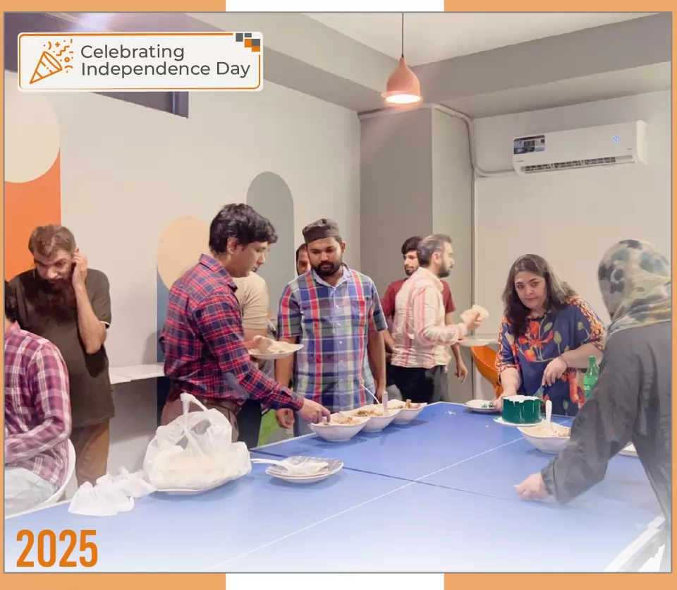 2025 — Celebrating Independence Day: the team marking the day at the office.